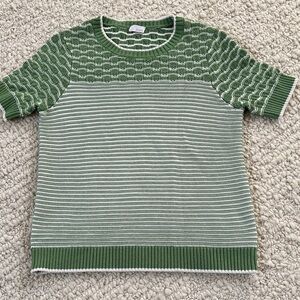 Ecru Two-Tone Green Crewneck Sweater